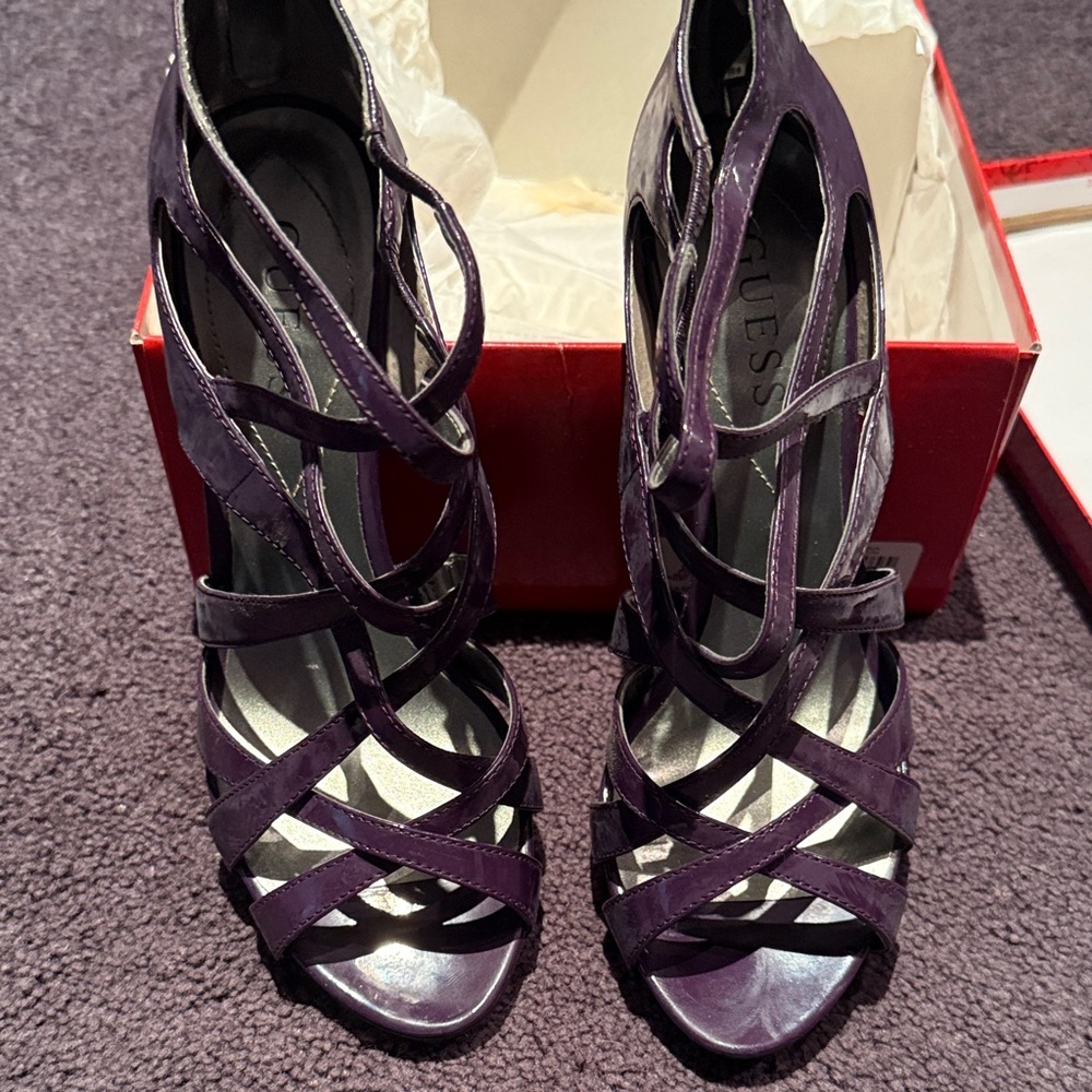 GUESS Dark Purple Strappy Heels